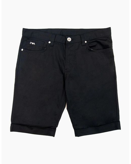 Emporio Armani Black Lustrous Comfort Cotton Board Shorts 999 for men