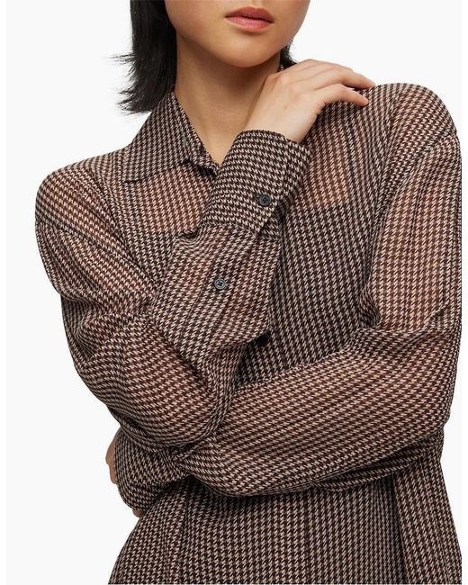 Boss Brown Bareid Long Sleeve Knee Length Shirt Dress