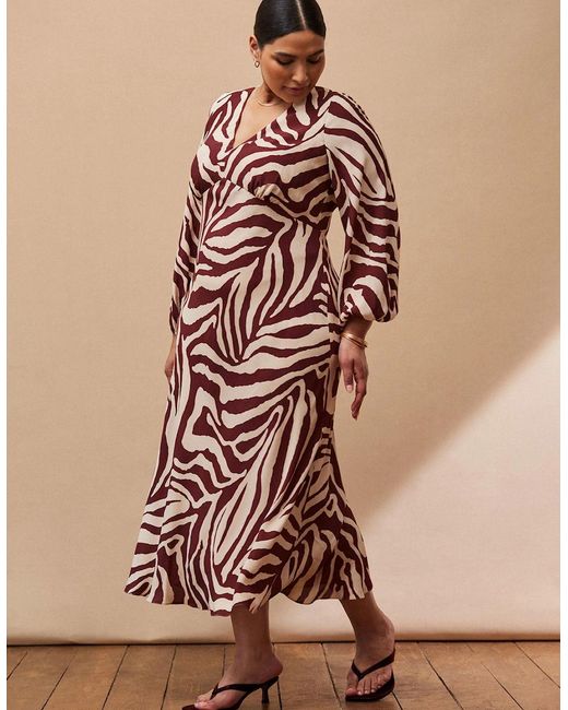 Live Unlimited London Brown Chocolate Animal Print V Neck Midaxi Dress