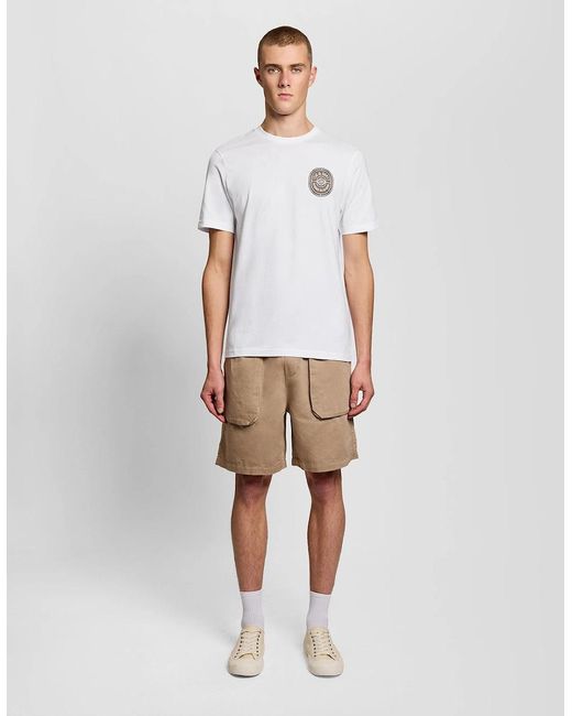 Lyle & Scott White Graphic Badge Cotton T-Shirt for men