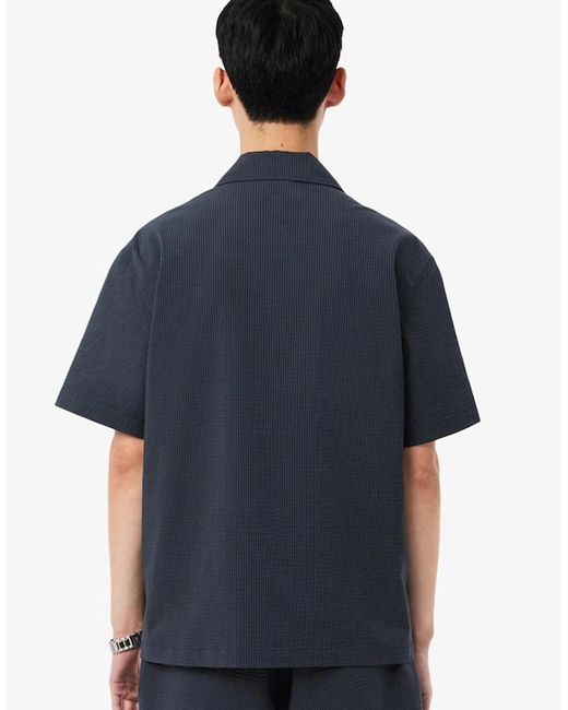 Lacoste Blue Relaxed Fit Seersucker Shirt for men