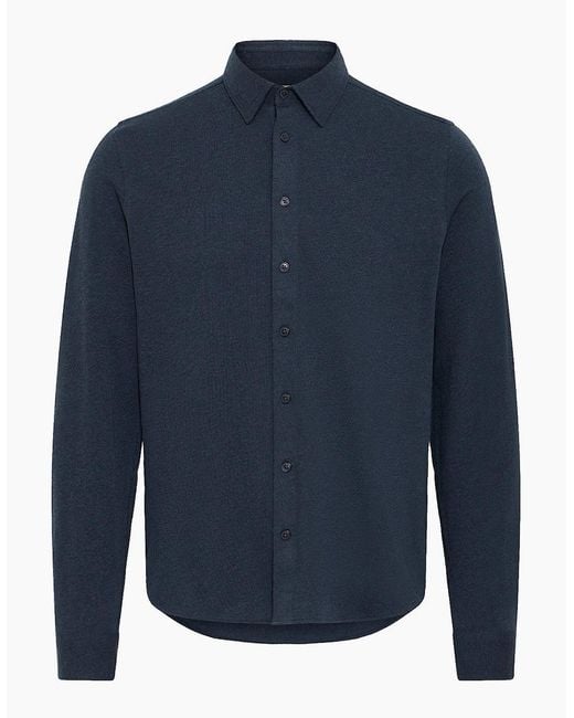 Casual Friday Blue Farkan Stretch Jersey Slim Fit Shirt for men