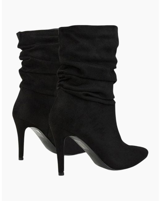 XY London Black Ladies Velma Ruched High Stiletto Heel Ankle Boots