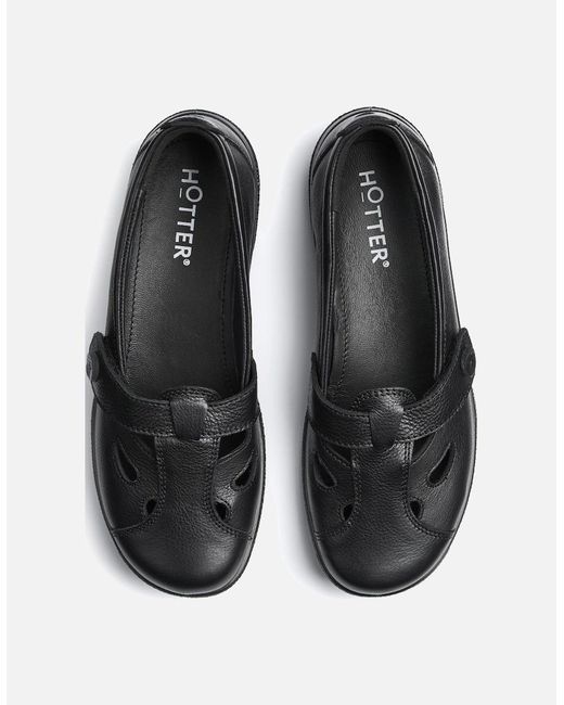 Hotter Black Nirvana T-Bar Casual Shoes