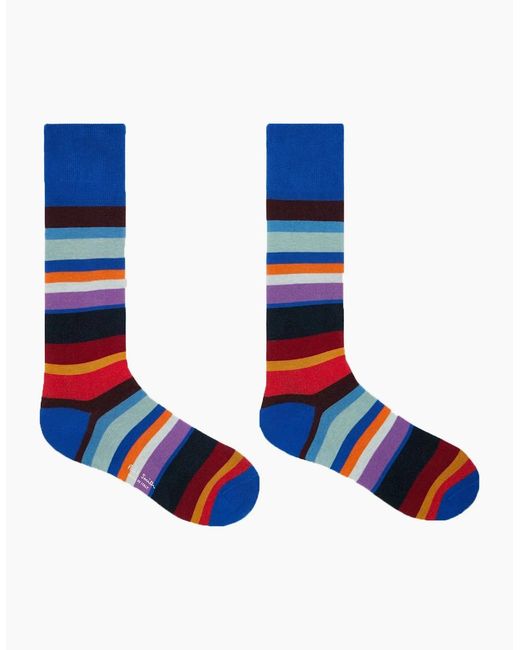 Paul Smith Blue Marek Stripe Sock Multi Stripe for men