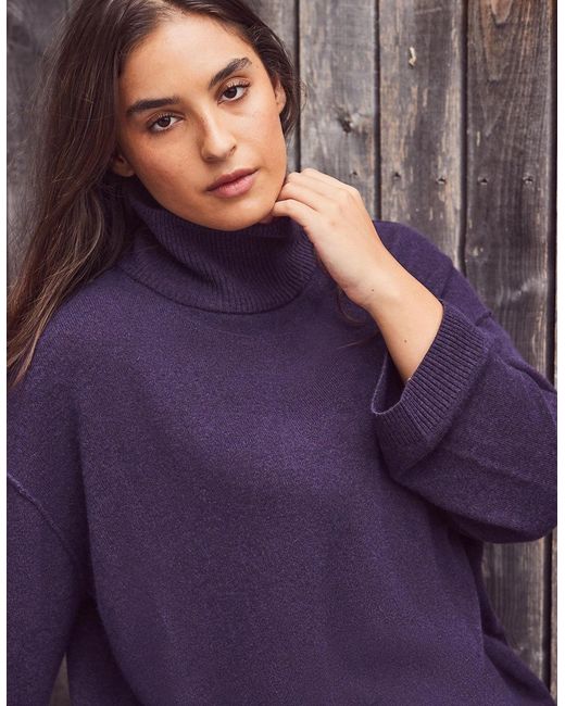 Live Unlimited London Purple Deep Cashmere-Blend Roll Neck Knit Jumper