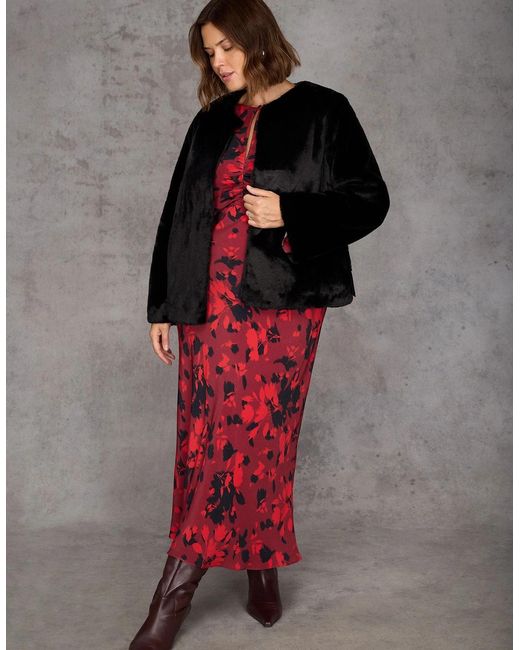 Live Unlimited London Red Faux Fur Jacket