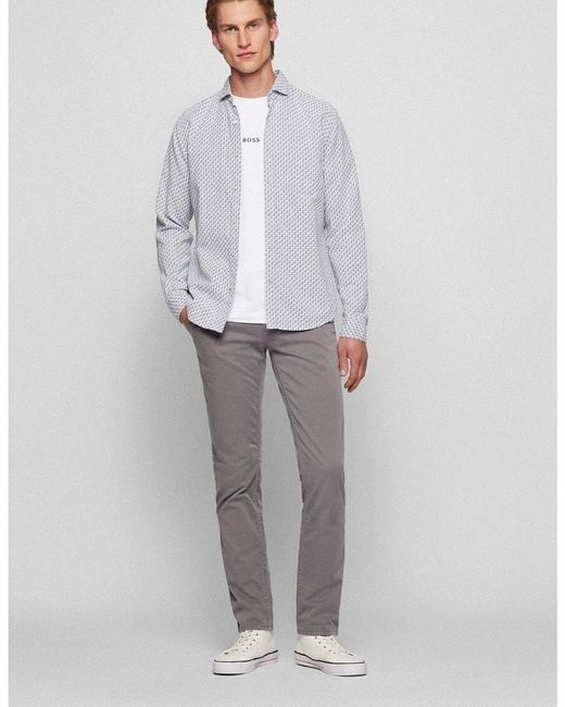 Boss Gray Hbo Chino Slim Trousers, Slim Fit for men