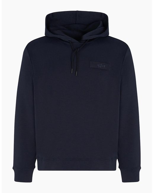 Paul & Shark Blue Active Fleece Soft Cotton Blend Hoodie for men