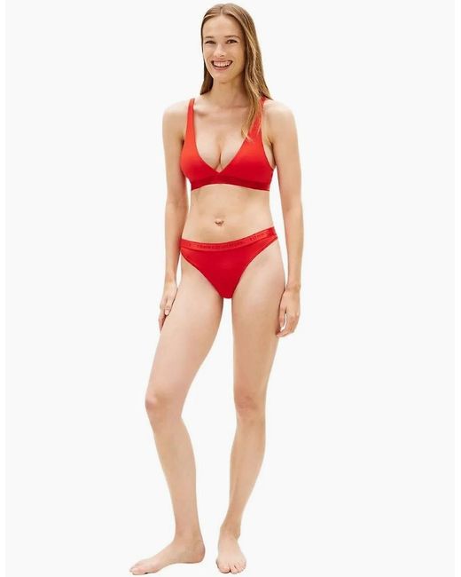 Tommy Hilfiger Red Repeat Logo Thong, Fireworks