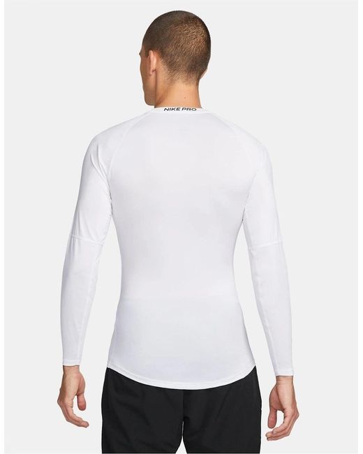 Nike White Lettered Branding Crew Neck Long Sleeve Athletic Top for men