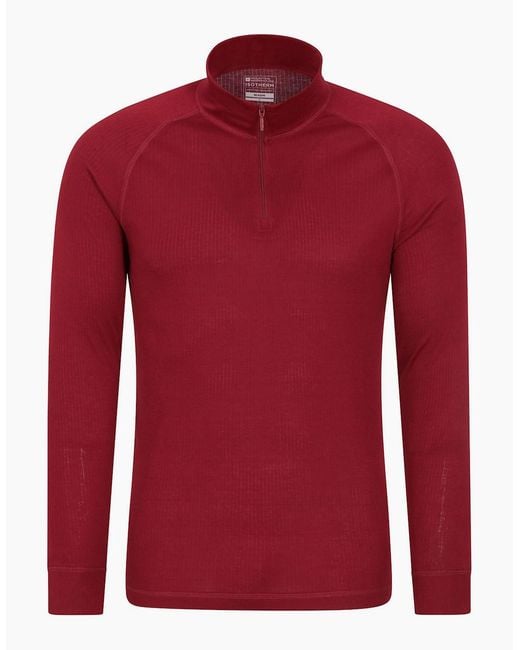 Mountain Warehouse Red Talus Zip Neck Long-Sleeved Thermal Top for men