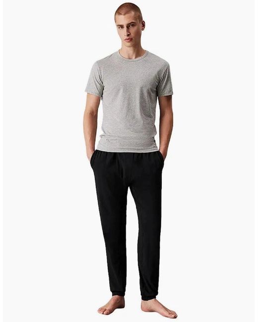 Calvin Klein Black 3-Pack Cotton Microfibre Stretch Crew-Neck T-Shirts for men