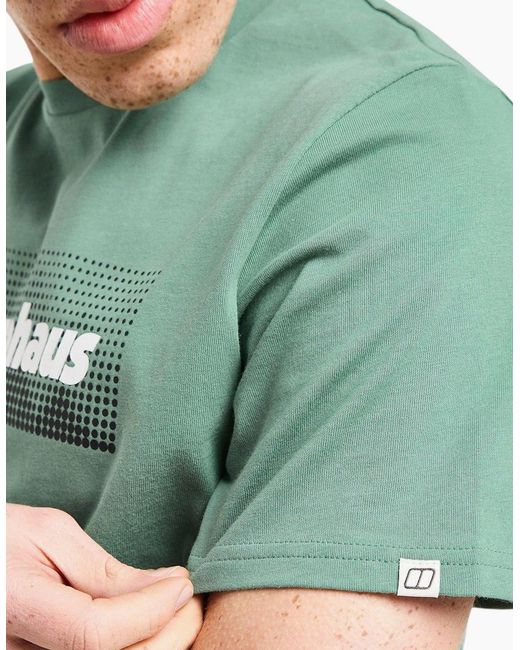 Berghaus Green T Shirts Dot Maintain Logo Crew Neck Short Sleeve Cotton Summer Tee for men