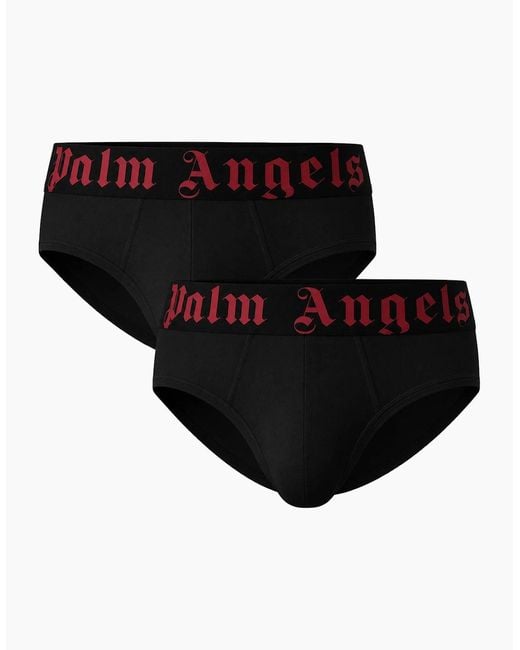 Palm Angels Black Two-Pack Contrast Logo Briefs