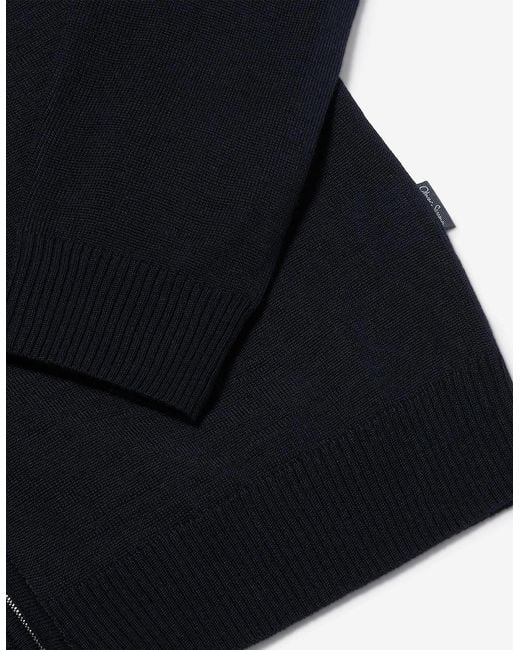 Oliver Sweeney Blue Merino Wool Blend Zip Through Jumper for men