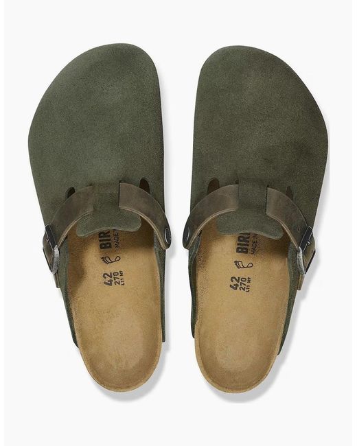 Birkenstock Boston Brown Suede Sandals for men