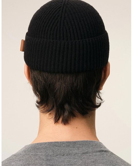 AMI Black Ami Label Wool Hat for men