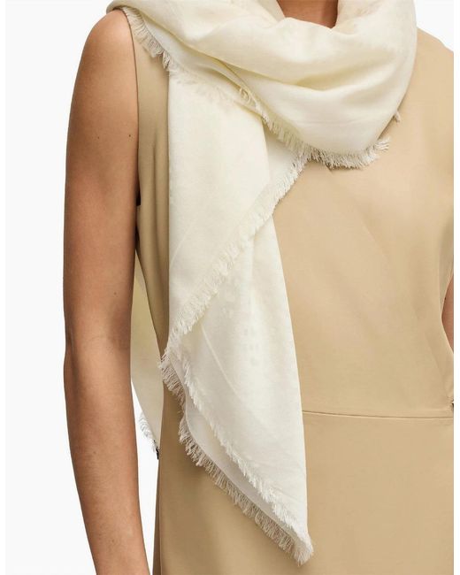 Boss Natural Monogram Jacquard Scarf