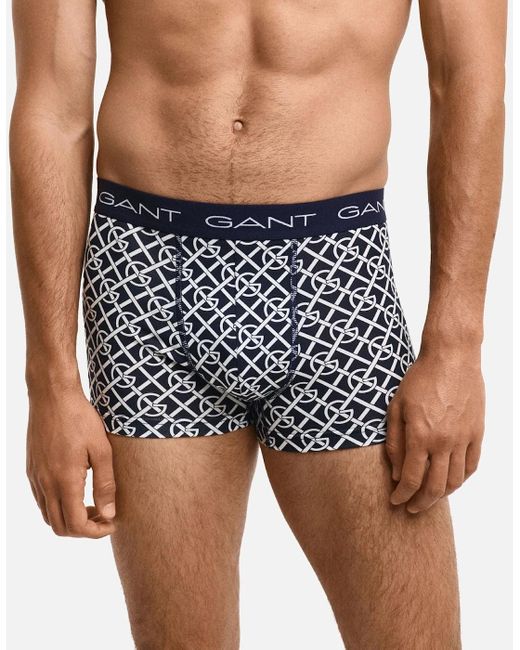 Gant Blue 3-Pack G-Patterned Boxer Trunks, Evening for men