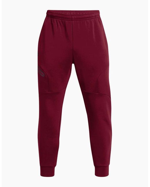 Under Armour Red Unstoppable Solid Patterned Slim Joggers for men