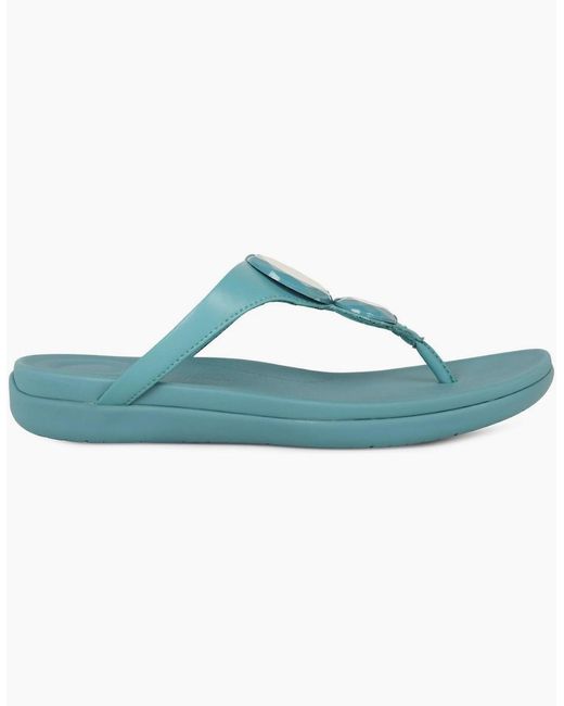 Fitflop Blue Solay Glossy Disc Toe Post Sandals