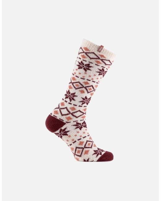Totes Red Isotoner Knee High Supersoft Welly Socks Berry