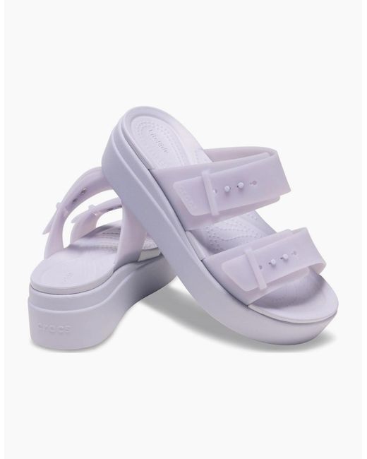 CROCSTM Blue Brooklyn Buckle Low Wedge Moon Sandals