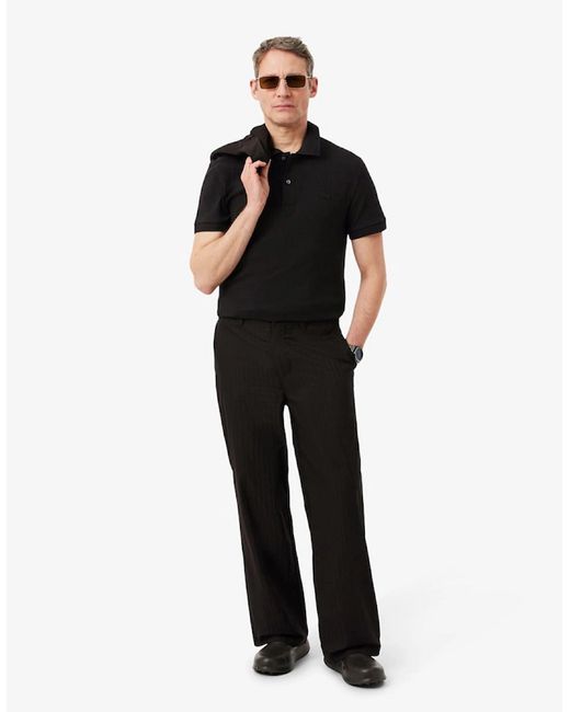 Lacoste Black Regular Fit Ribbed Knit Polo Shirt for men