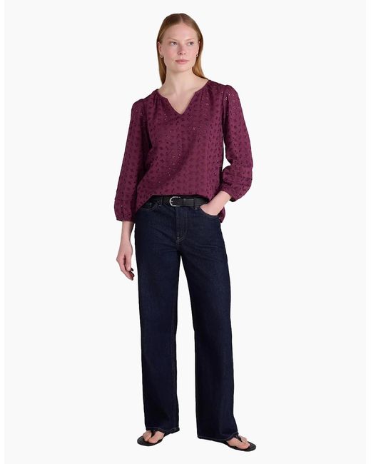 Mountain Warehouse Purple Ladies Broderie Lightweight 3/4 Sleeve Casual Shirt
