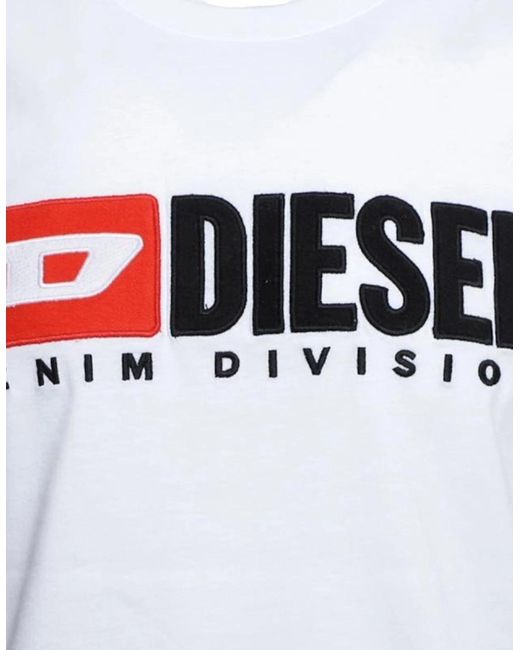 DIESEL White T Diego Division T Shirt Short Sleeve Tee Casual Cotton Summer Top for men