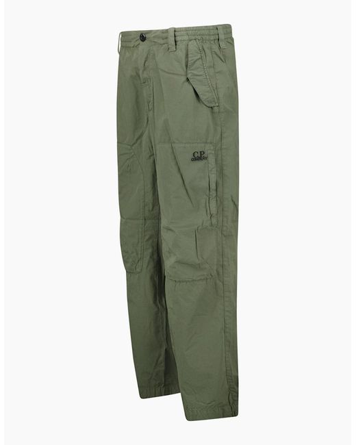 C P Company Green Thyme Cotton Rip Stop Loose Cargo Pants for men