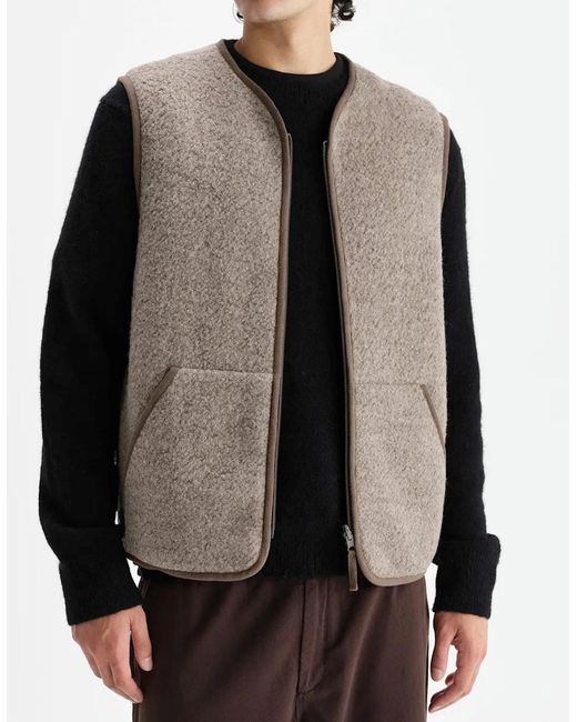 Wax London Gray Paragon Reversible Nylon/Wool Gilet for men