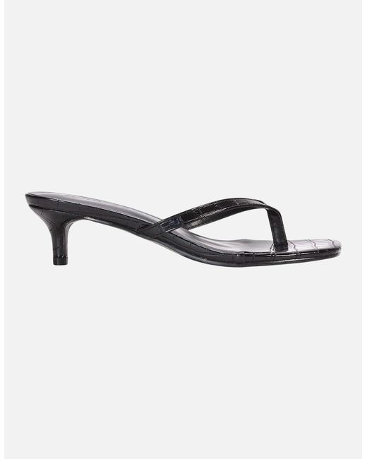 XY London Gray Ladies Jane Toe Post Low Kitten Heel Mule Sandals