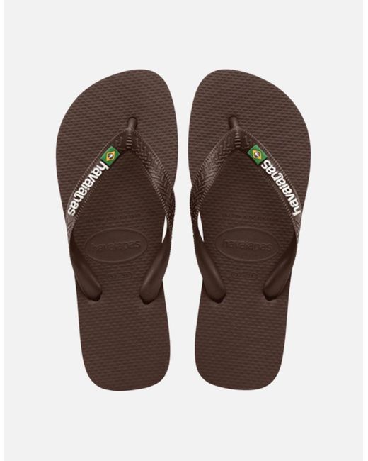 Havaianas Brown Brasil Logo Flip Flops