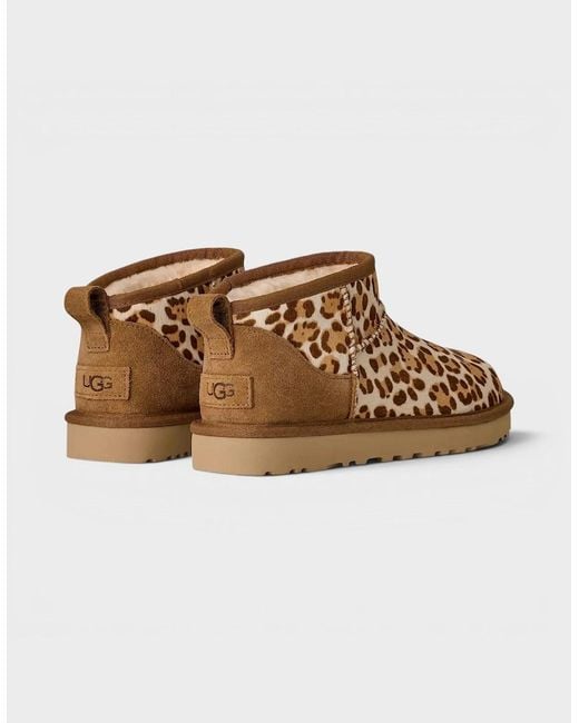 Ugg Brown Classic Ultra Mini Plains Boot Felicity Leopard Jasmine