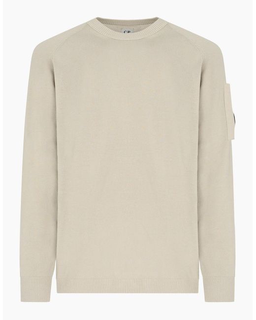 C P Company White Cotton Crepe Sweater for men
