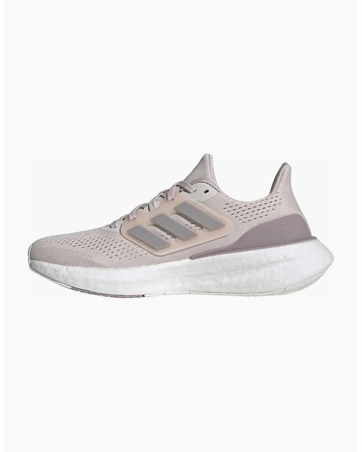 Adidas Gray Pureboost 23 Road Running Lace Up Sneakers