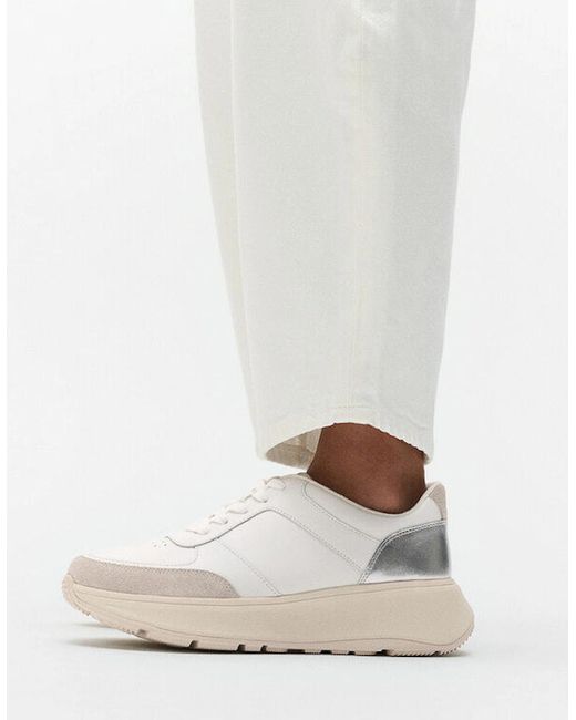 Fitflop White F-Mode Leather Trainers Urban