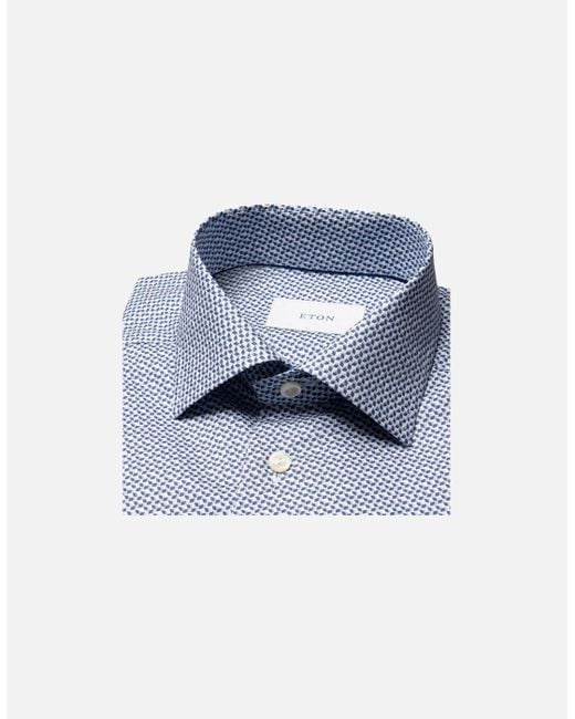 Eton of Sweden Blue Slim Fit Micro Geometric Signature Twill Shirt 23 Light for men