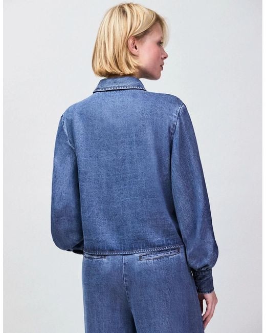 Ro&zo Blue Lyocell Denim Cropped Shirt