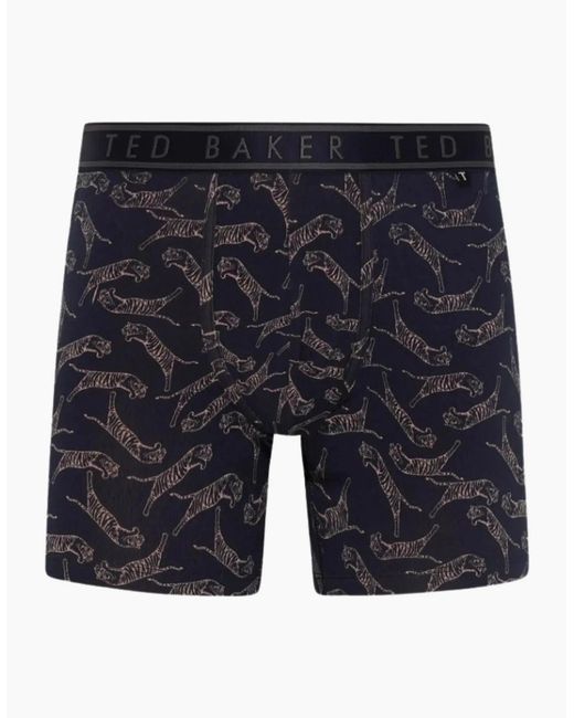 Ted Baker Blue 3-Pack Tigers Print Boxer Briefs, Denim for men