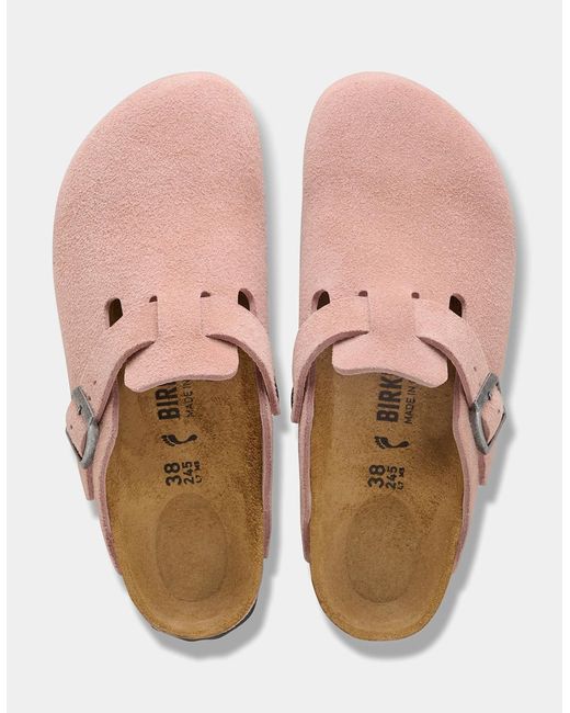 Birkenstock Boston Pink Suede Leather Clogs