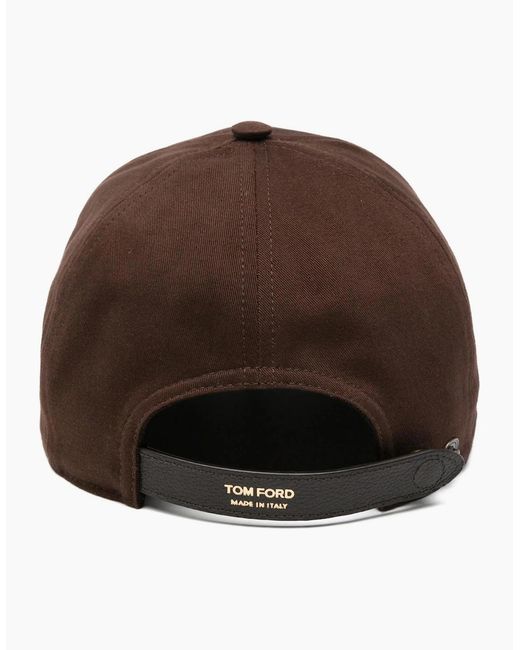 Tom Ford Brown Canvas + Smooth Leather Cap for men