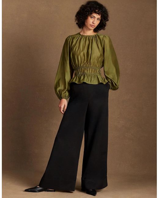 Ro&zo Green Khaki Peplum Blouse