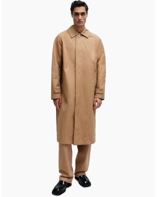Boss Natural Solid Patterned Regular Fit Overcoat for men