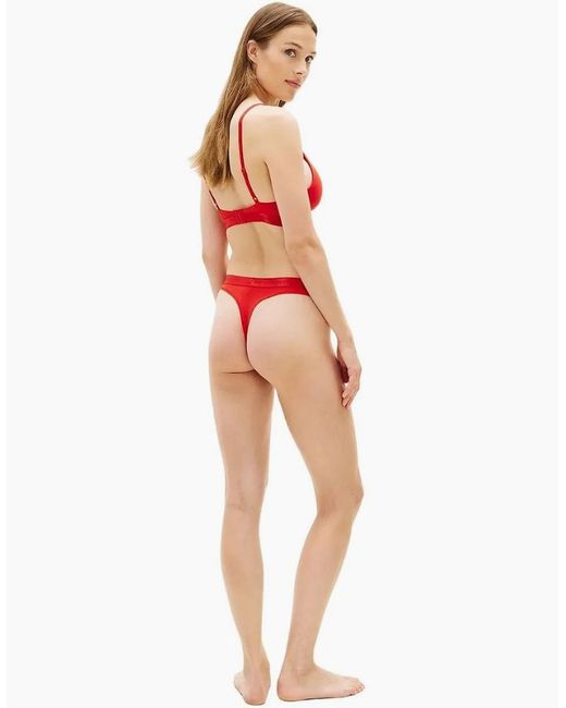 Tommy Hilfiger Red Repeat Logo Removable Padding Plunge Triangle Bra, Fireworks