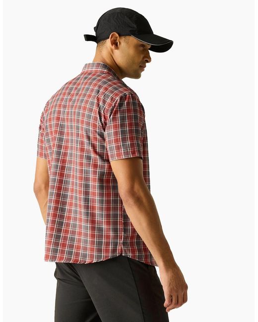 Regatta Red Mindano Multi Check Short-Sleeved Shirt for men