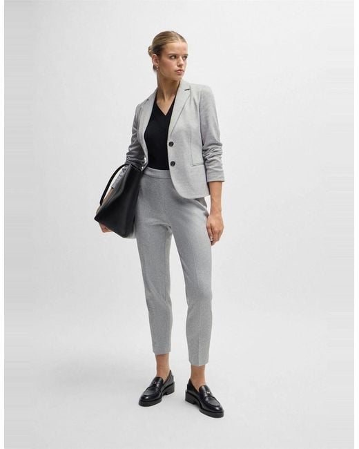 Boss Gray Tilunara Solid Patterned Slim Chinos