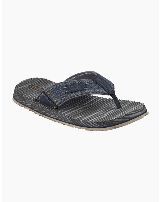 Skechers Blue Quill Textile Flip Flops for men